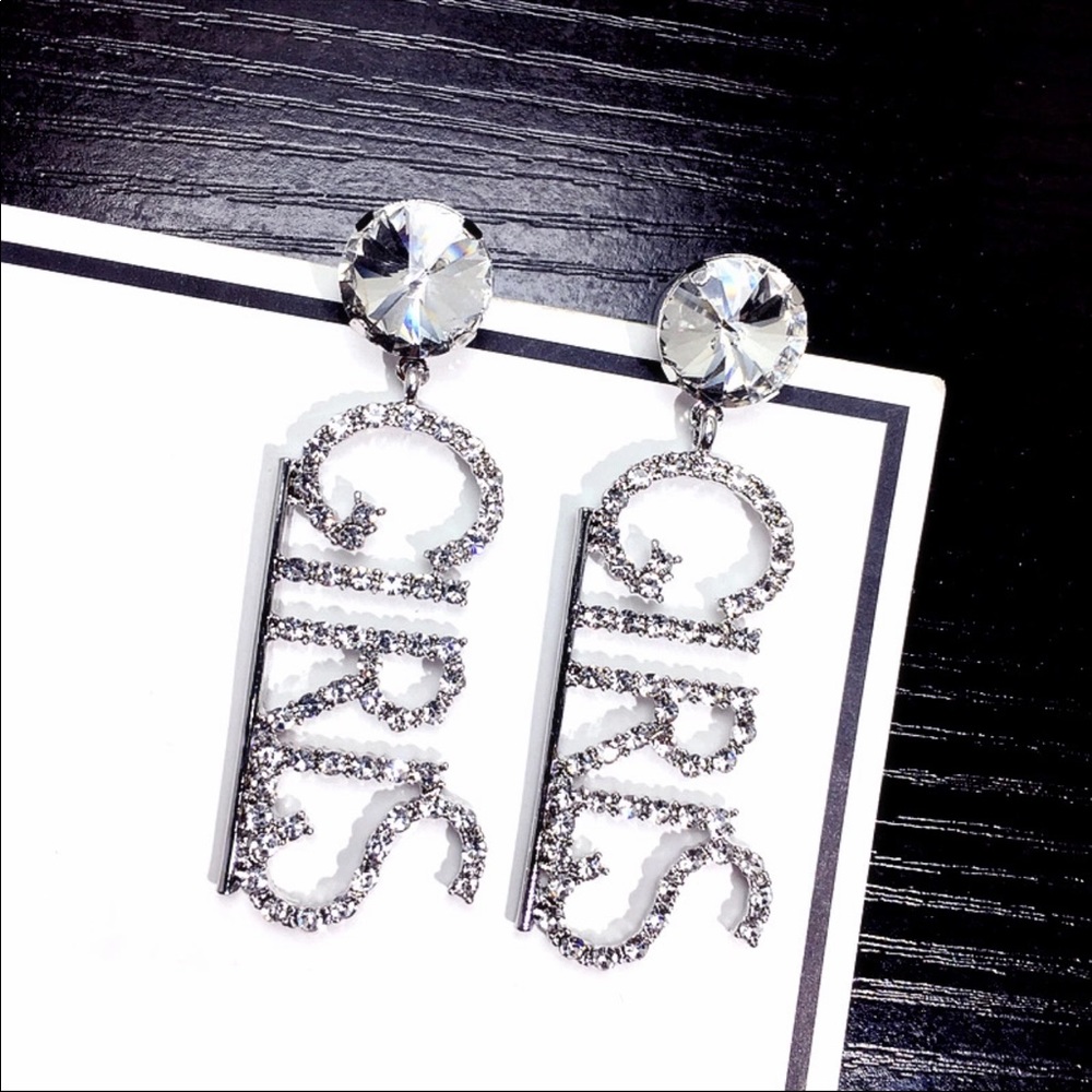 GIRLS Earrings Sparkle Bling Rhinestone Long - Picture 3 of 5